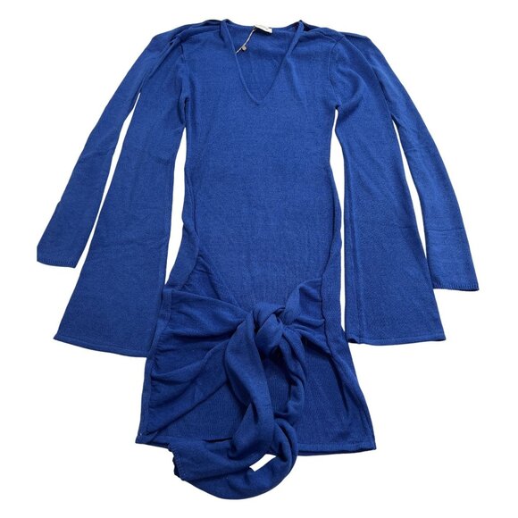 Meshki Taron Knit Mini Dress With Scarf in Cobalt - Picture 1 of 5